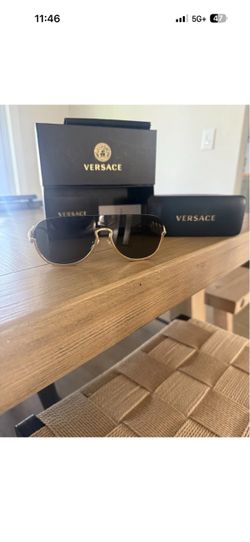 100% authentic Versace, sunglasses, black and gold