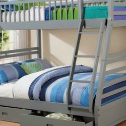 Bunk bed Twin Full with Storage drawers Free Mattress NAVY OR GRAY