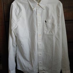 Abercrombie & Fitch Men's white casual dress collared Long Sleeve shirt