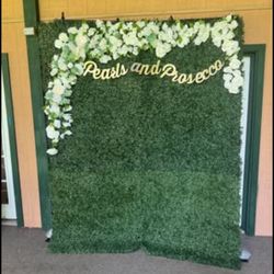Grass Wall With White Flowers 
