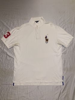 RARE! VTG Polo Ralph Lauren Big Pony 3 Polo Shirt - White/Red (Size XL)