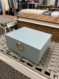 2-Layer Jewelry Box Organizer with Handle - Misty Blue