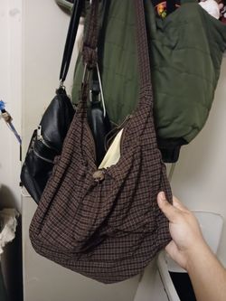 Brown Plaid Over The Shoulder Bag