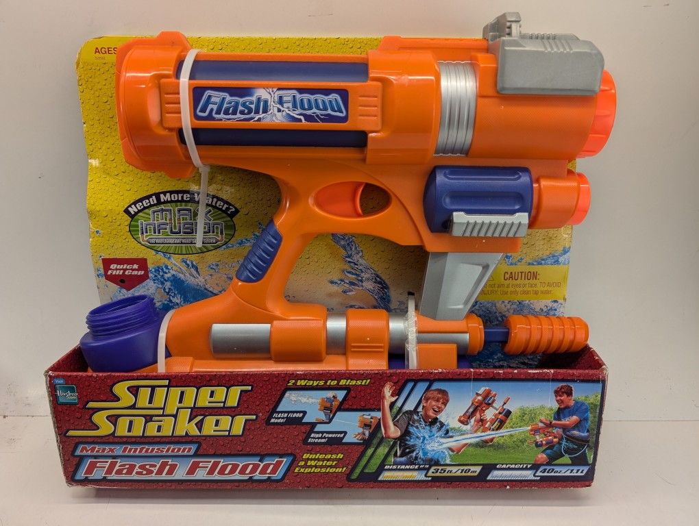 Super Soaker 2005 Max Infusion Flash Flood Orange Water Gun - Missing Cap
