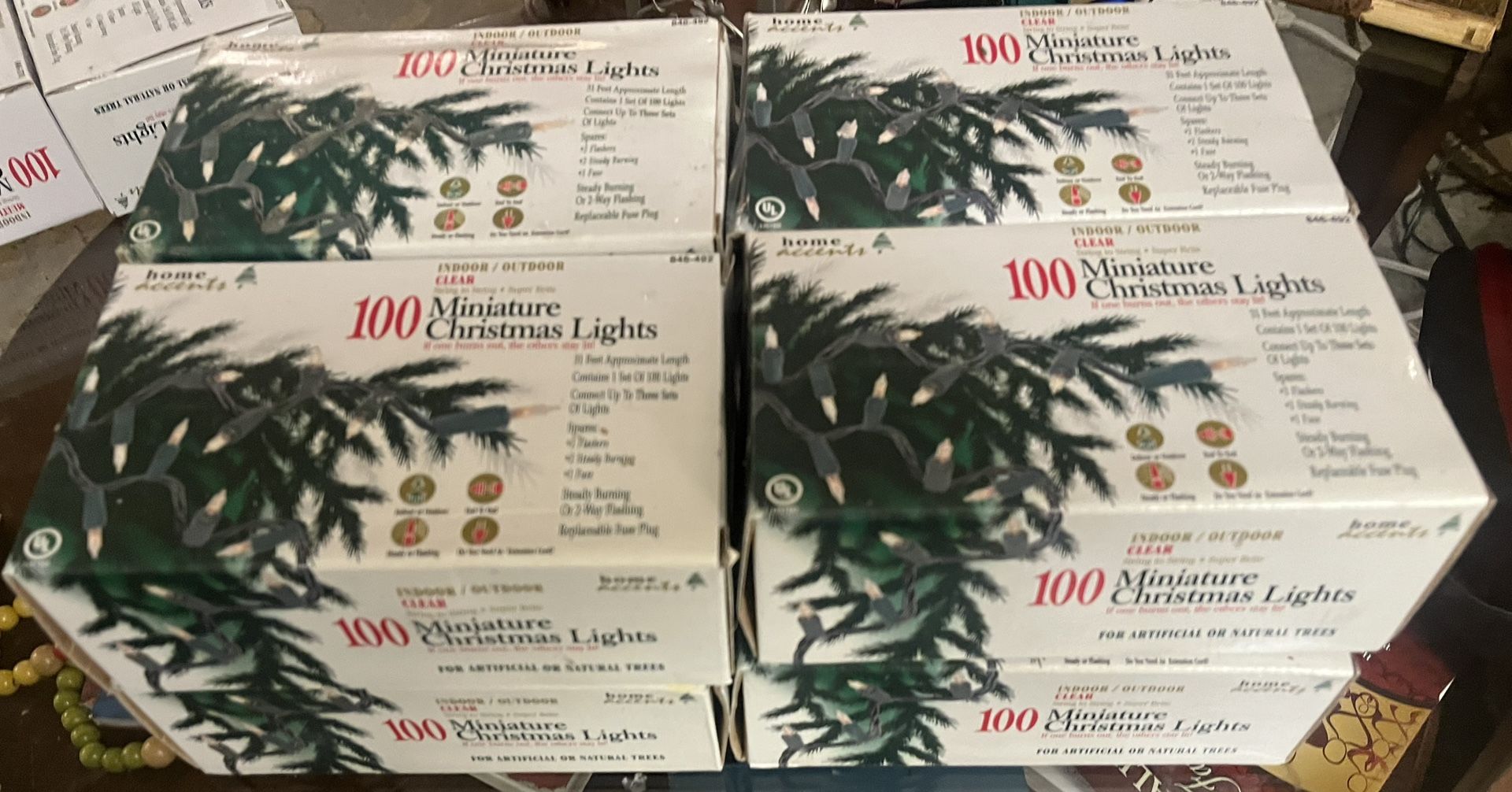 8 Boxes of 100 Mini Clear Christmas Lights - New in Box!