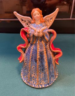 Beautiful ceramic angel bell handpainted and handmade with high gloss glaze