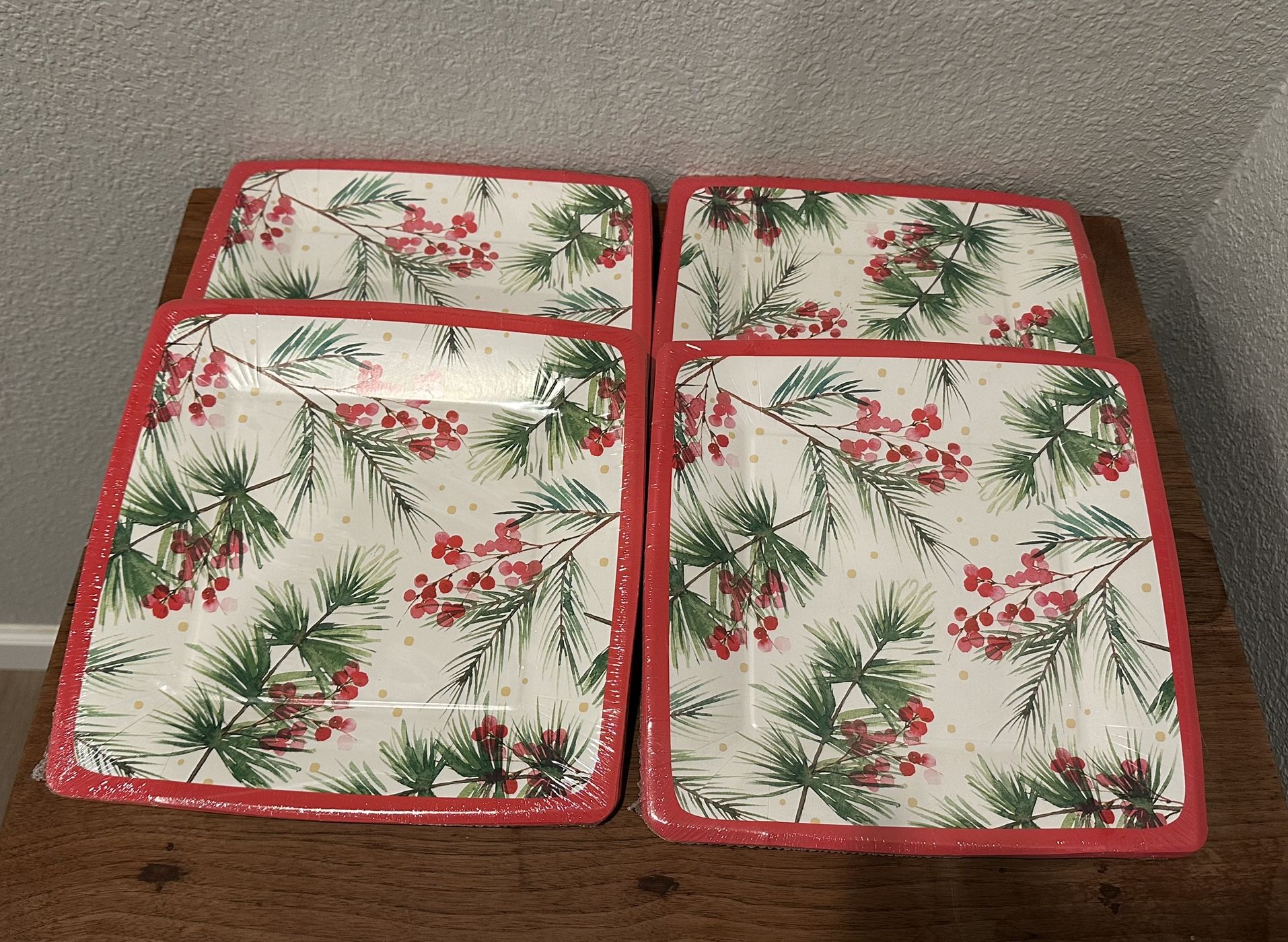 4 New Packs of Christmas Themed Paper Plates 64 Total