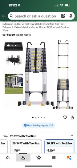 Harden Aluminum 26 Foot Telescoping Ladder With Standoff