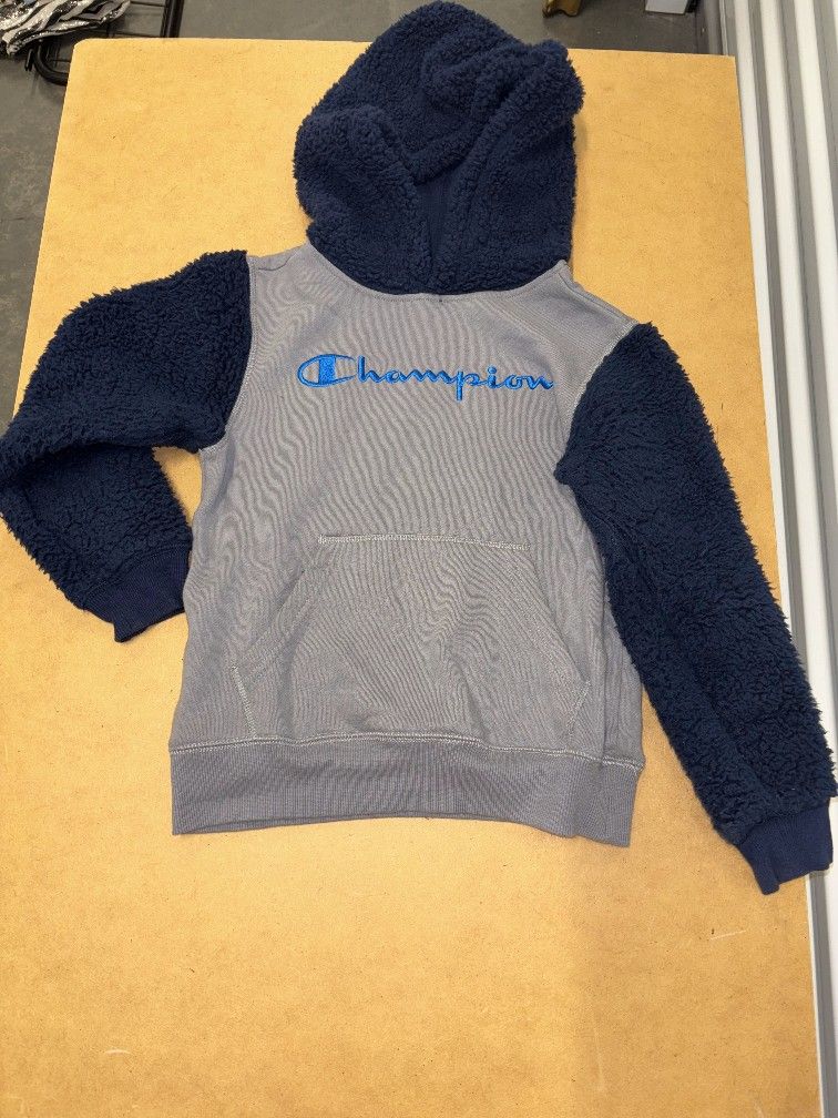 Champion Kids' Gray and Navy Fleece Hoodie