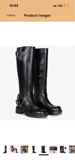 Vepose Women's Square Toe Knee High Riding Boots with Chunky Heel