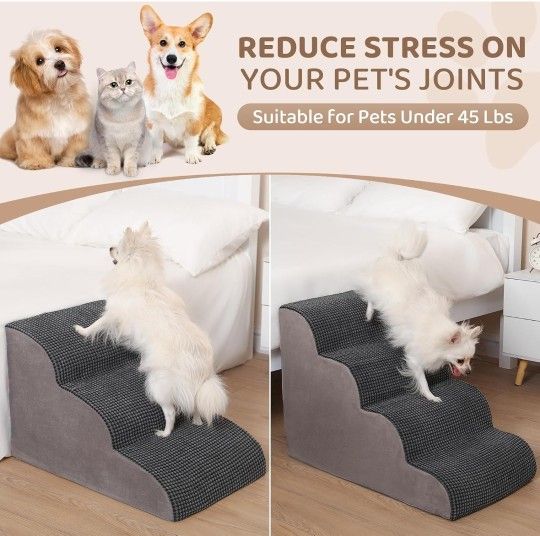 3-Step Dog Steps for Bed and Couch High Density Foam Pet