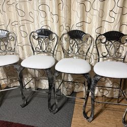 Set of 4 wrought iron bar stools