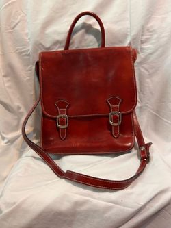 Italian Red Leather Satchel Messenger/ Crossbody Bag
