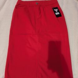NWT Be-Girl Midi Straight Skirt - Fire Red