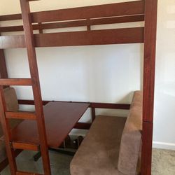 Bunk Bed Desk Combo Loft Two Beds Interchangeable Twin Size  