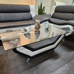 New Glass Black And White Coffee Table Special 