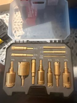 12pcs Fiber Welded Hole Saw Drill Bit Kit with Metal Triangular Handle, Suitable for Tiles, Marble, Glass, And Ceramic new in case