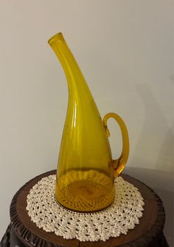 Amber Art Glass Pitcher