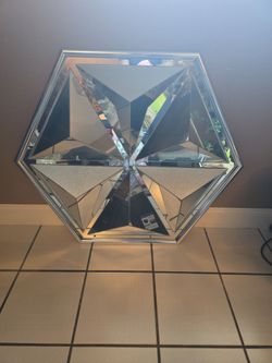 Thayer Coggin by Milo Baughman 1976 Diamond Shaped Faceted Octagonal Wall Mirror
