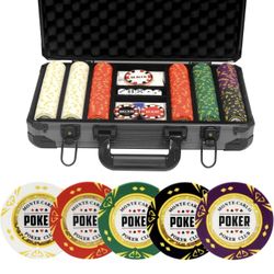 300 Poker Chips Set (14 Gram Clay)  with Aluminum Case