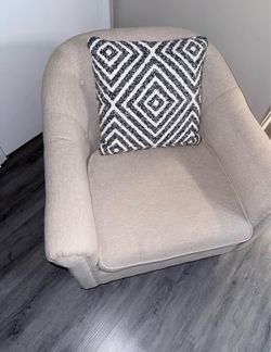 Beige Fabric Tufted Accent Chair