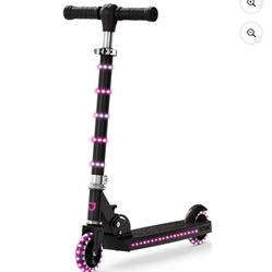 Jetson Orbit Light-up Folding Kids Kick Scooter, Black, Pink/Purple Lights, Ages 5+