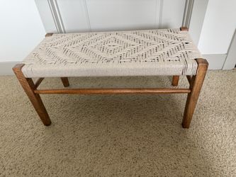 Wood Bench with Woven Rope Seat