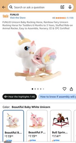 White ride on unicorn