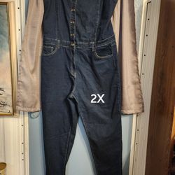 Ladies New  Plus Size Denim Touch Me Jumpsuit 2x $15