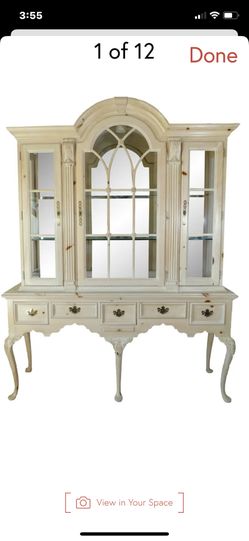 Large Scale Link-Taylor Pine Wood Glass Mirrored & Lighted China Display Cabinet 