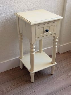 Cream Wood Nightstand / Side Table