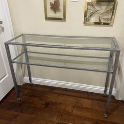 Silver Glass Display Console Table
