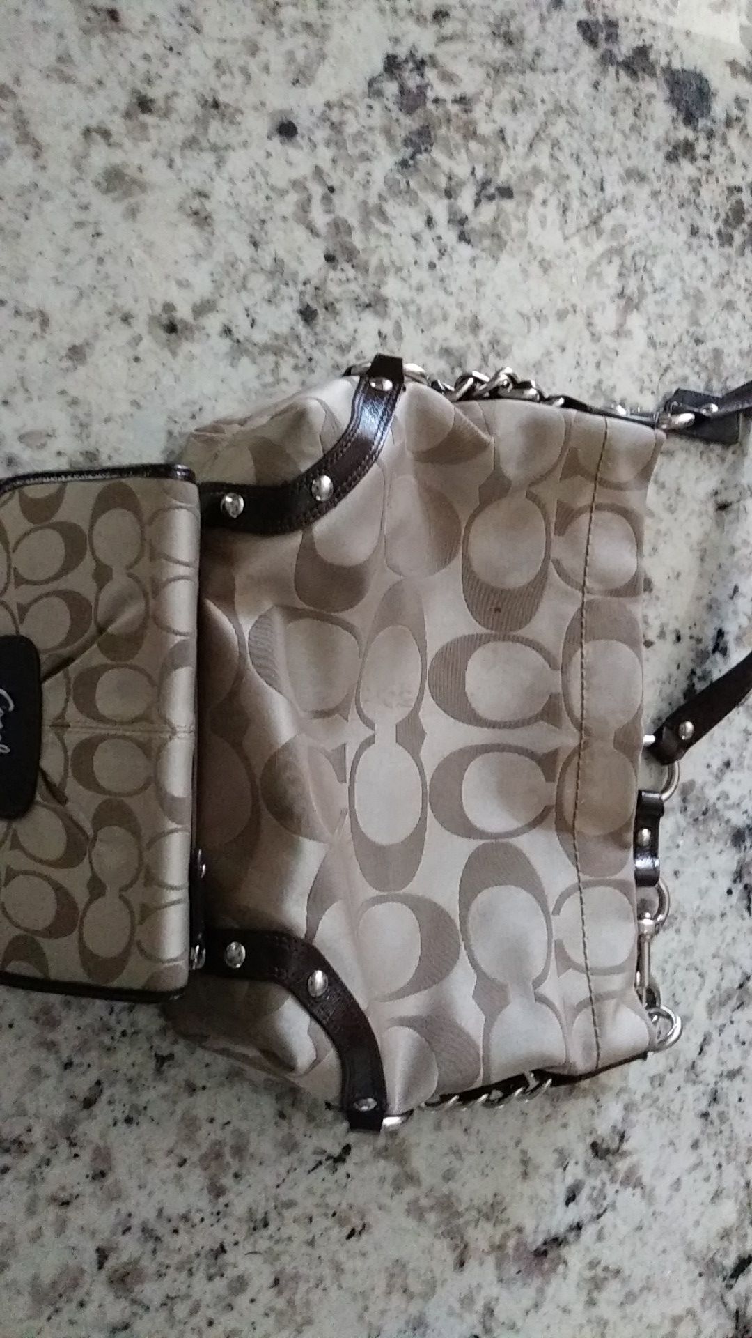 Coach purse slightly used with wallet good condition no trades no shipping