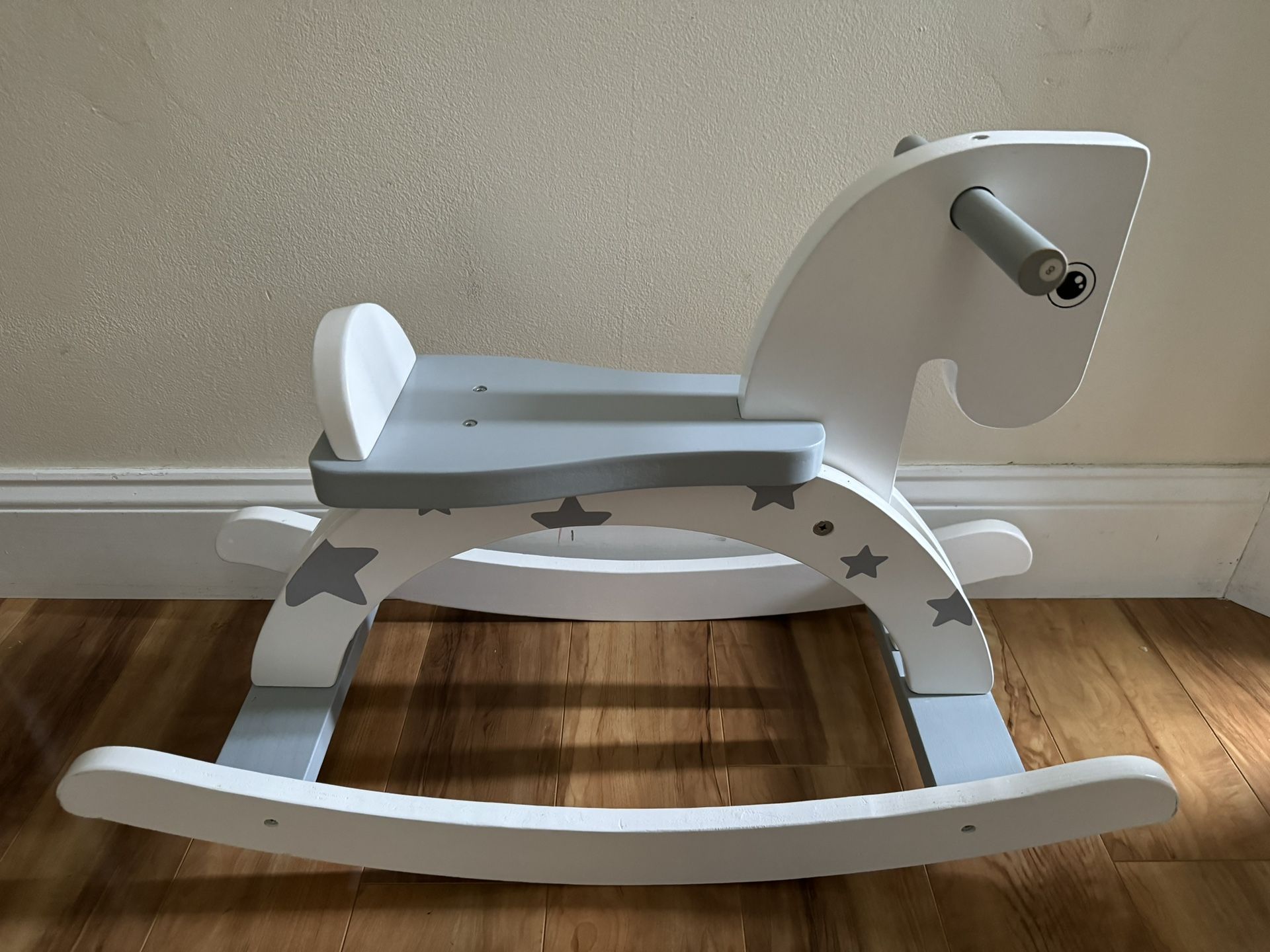 Wooden Rocking Horse, Baby Wood Ride On Toys for 1-3 Year Old, Grey Rocker Toy for Kid, Toddler Ride Animal Indoor/Outdoor, Boy&Girl Rocking Animal, I