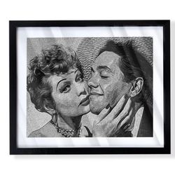 I love lucy custom art piece of lucille ball and Desi Arnaz on black frame