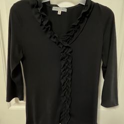 Black Long Sleeved Shirt With Ruffles Small