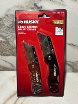 Husky 2-Pack Folding Utility Knives (#00544) New In Case