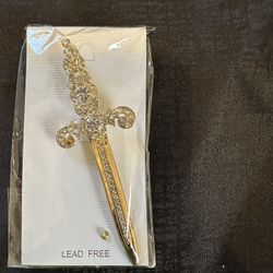 Gold Dagger Brooch