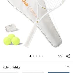 MBFISH Tennis Racket - Super Value Set with Pre-Strung, Comfortable Handle, 27'' Tennis Racquet for Adults, Includes 3 Tennis Balls, 2 Overgrips and 1