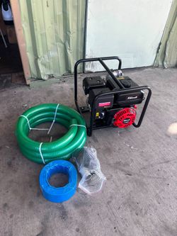 EPA 6.5 HP, 212 cc, 9510 GPH, 2 inch gasoline water pump with 2 inch hose kit.