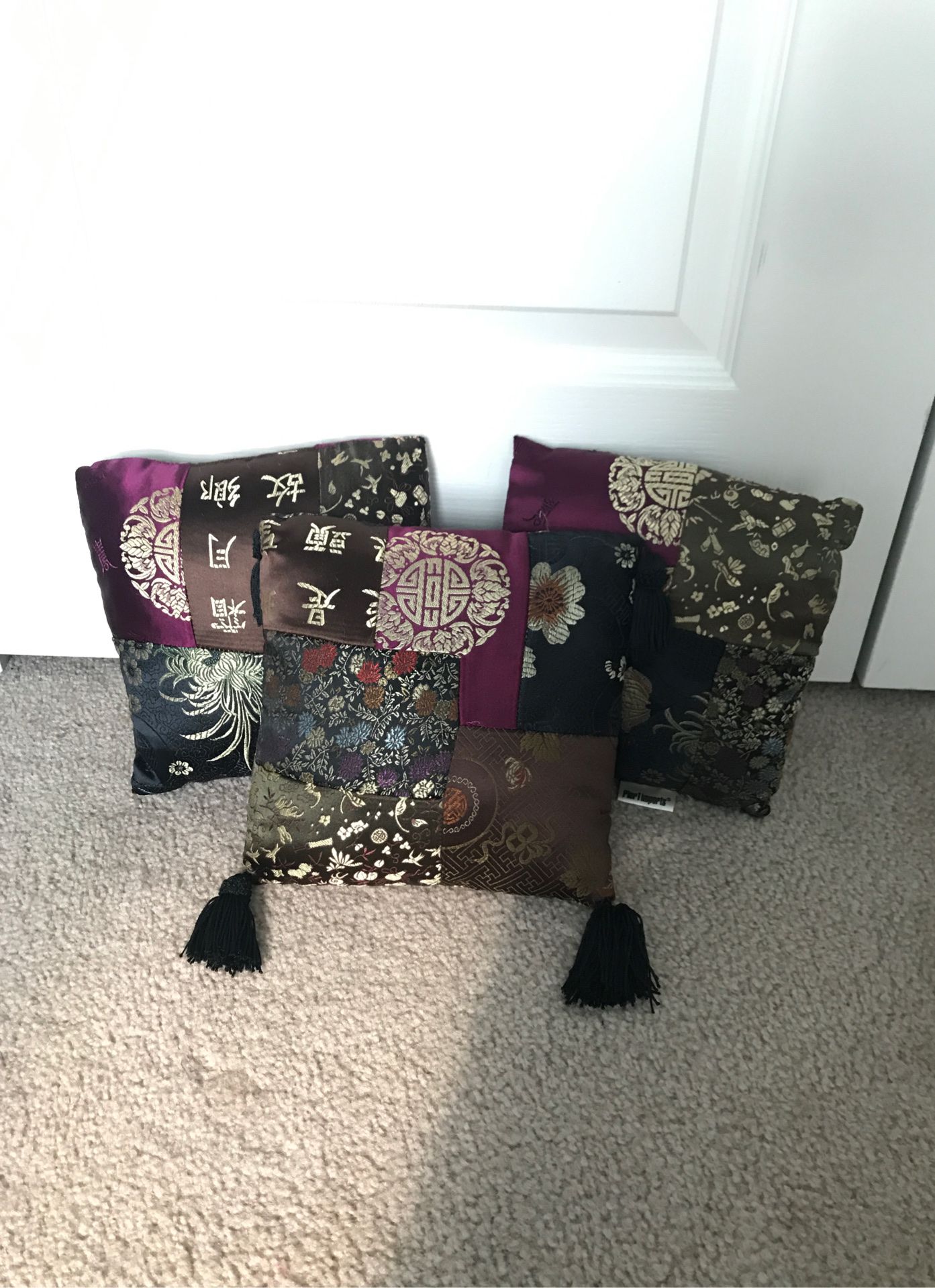 Set of 3-Asian Decor Pillows