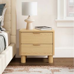 Oak Nightstand with Drawers, 21.6'' H ，IF2694