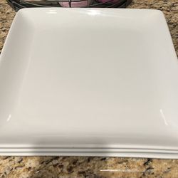 8 White square Plates