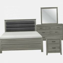Bedroom Set 4 Piece Queen MODERN GRAY!