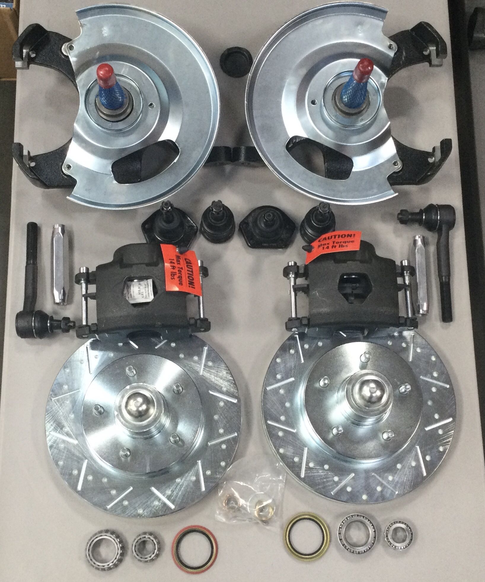 63-87 Chevy Truck C10 GMC Truck C15 Front Disc Brake Kit 2.5” Drop Spindles Loaded Calipers Drilled And Slotted Rotors RETAIL $900