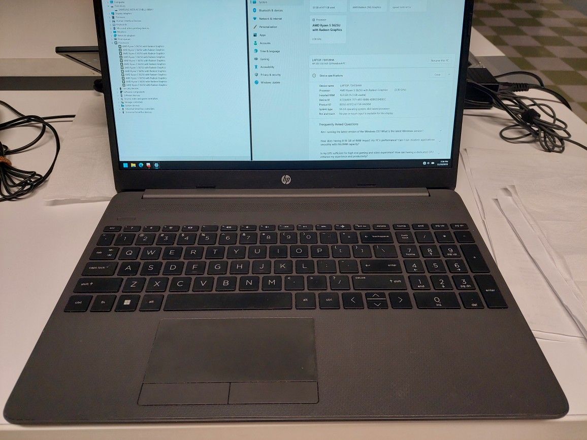 2024 laptop HP 255 G9 (Ryzen 5 5625U, 16GB RAM, 512GB SSD)
