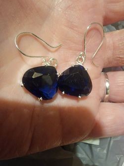Beautiful Natural Blue Sapphire Earrings. Perfect Size.