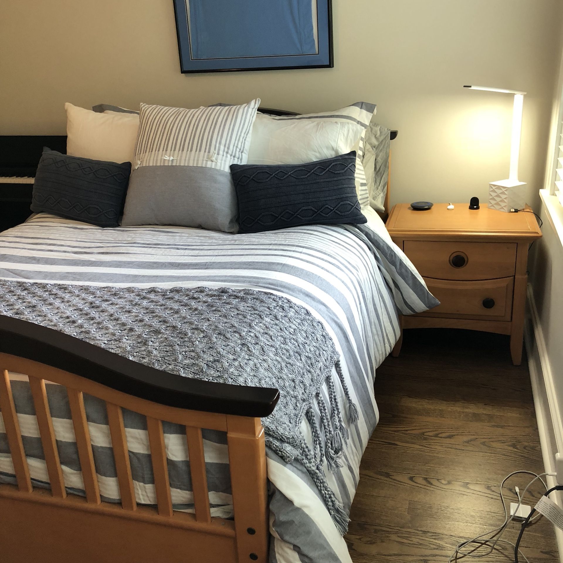 Ragazzi Full size bed, frame, and Mattress, Night Stand, and Dresser