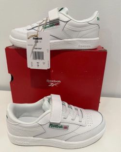 REEBOK KIDS CLUB C TRAINERS SHOES SNEAKERS WHITE/GREEN  USA SZ 13
