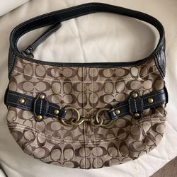 Vintage Coach Brown Signature Ergo Belted Hobo Shoulder Bag